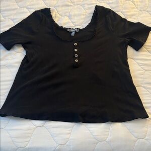 ModCloth Elegant Black Ribbed Women's Top